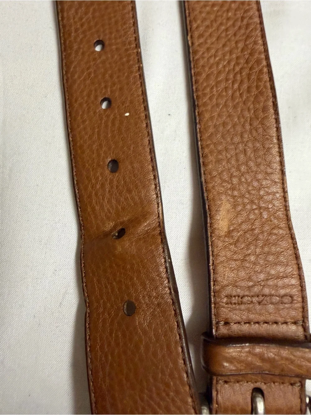 Coach Men's Brown Leather Belt with Silver Buckle